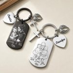 Custom Photo Bold Sketch Best Dad Grandpa Ever We Love You – Personalized Stainless Steel Keychain
