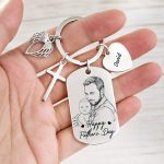 Custom Photo Bold Sketch Best Dad Grandpa Ever We Love You – Personalized Stainless Steel Keychain