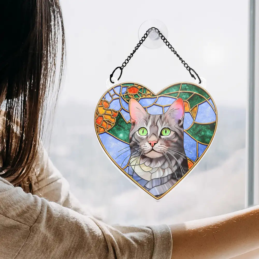 Custom Photo Stained Glass Portrait Mom Grandma Parents Family - Personalized Window Hanging Suncatcher Ornament - Image 4