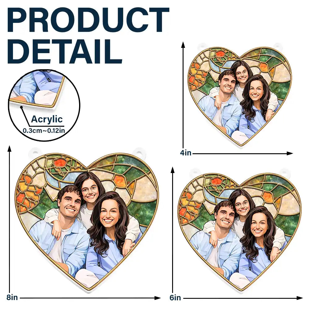 Custom Photo Stained Glass Portrait Mom Grandma Parents Family - Personalized Window Hanging Suncatcher Ornament - Image 5