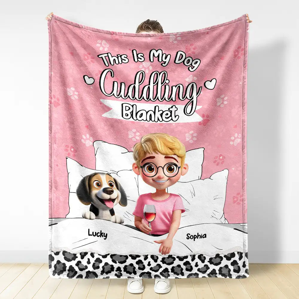 My Dog Cuddling Blanket - Personalized Fleece Blanket, Sherpa Blanket - Image 3