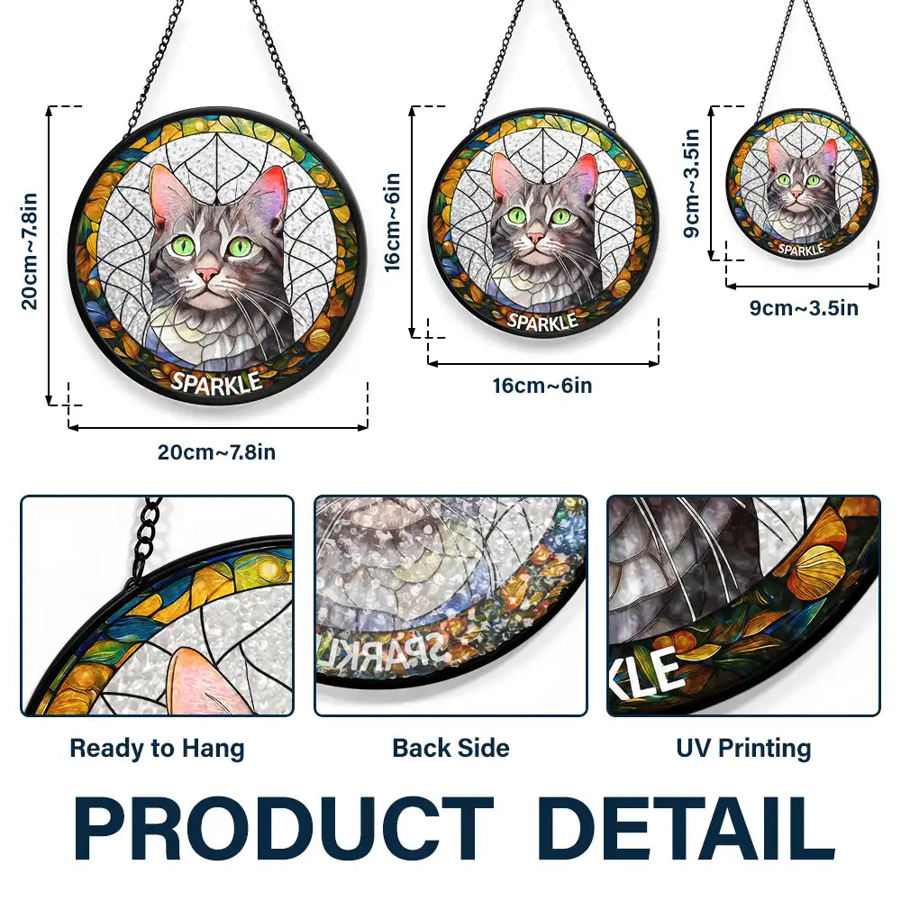 Custom Photo Portrait Dog Cat Family - Personalized Stained Glass Window Hanging Suncatcher - Image 5