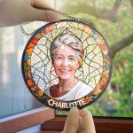 Custom Photo Portrait Dog Cat Family – Personalized Stained Glass Window Hanging Suncatcher