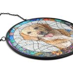 Custom Photo Portrait Dog Cat Family – Personalized Stained Glass Window Hanging Suncatcher