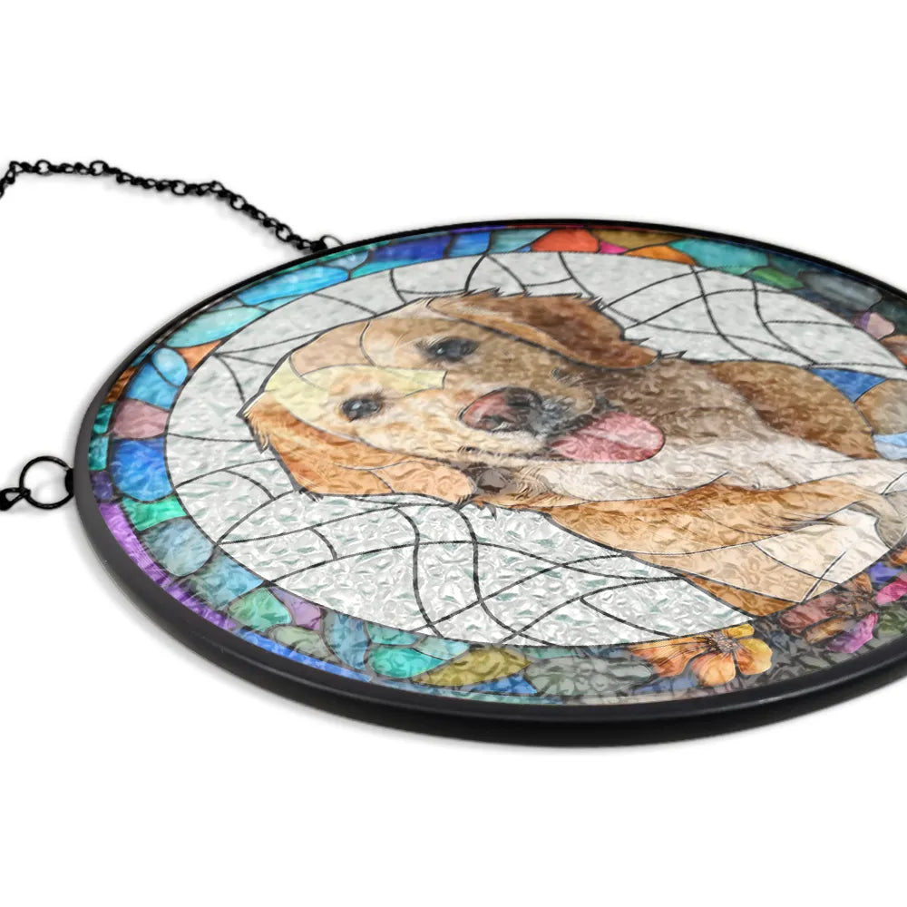 Custom Photo Portrait Dog Cat Family - Personalized Stained Glass Window Hanging Suncatcher - Image 4