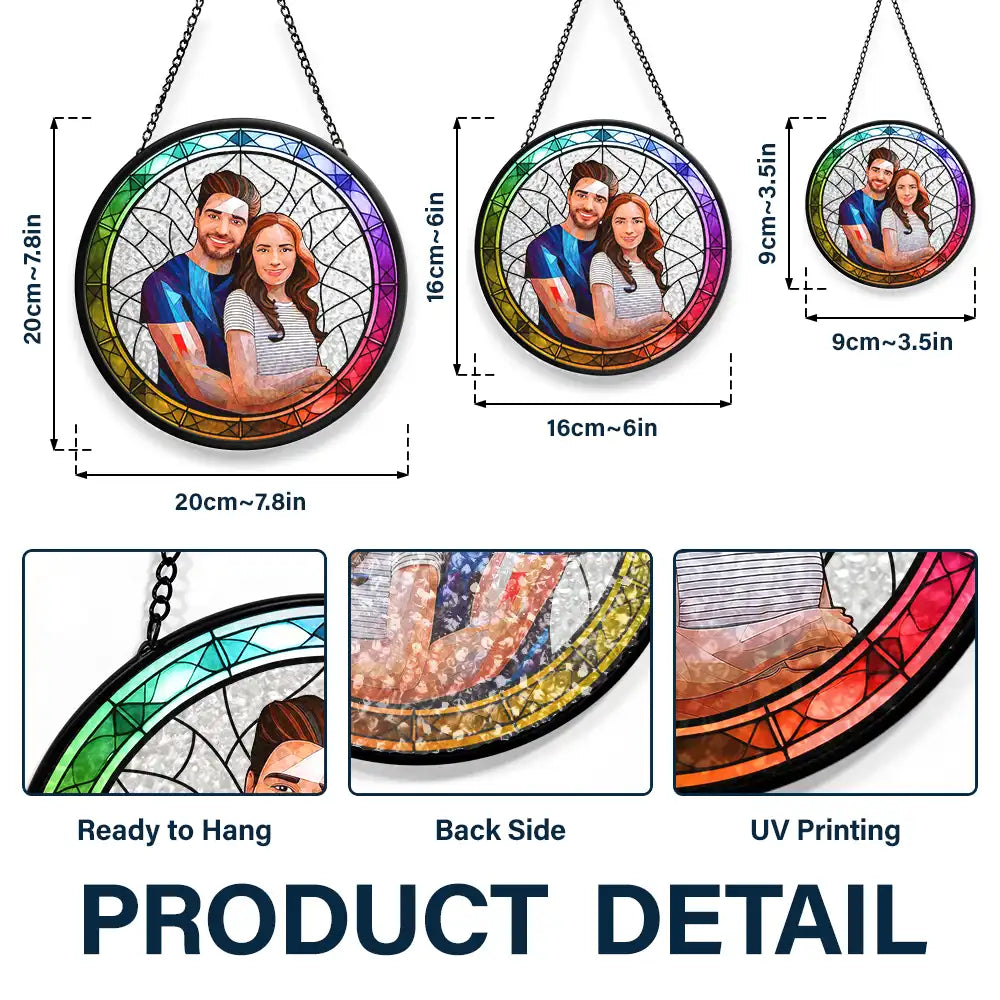 Custom Photo Portrait Couple Family - Personalized Stained Glass Window Hanging Suncatcher - Image 5