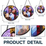 Custom Photo Portrait Mom Grandma Parents Family – Personalized Stained Glass Window Hanging Suncatcher