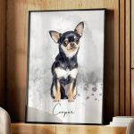 Custom Photo Realistic Watercolor Art Portrait Cat Dog Pet – Personalized Poster