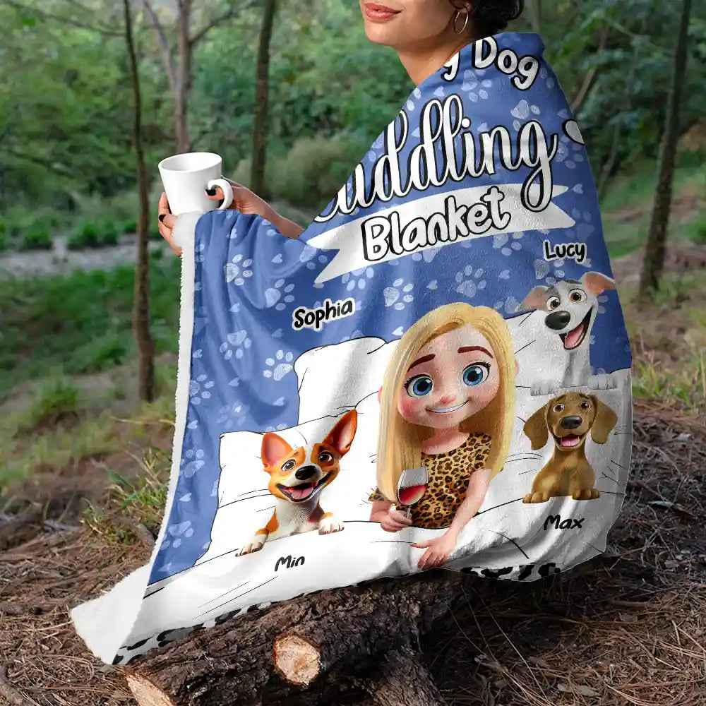 My Dog Cuddling Blanket - Personalized Fleece Blanket, Sherpa Blanket - Image 4