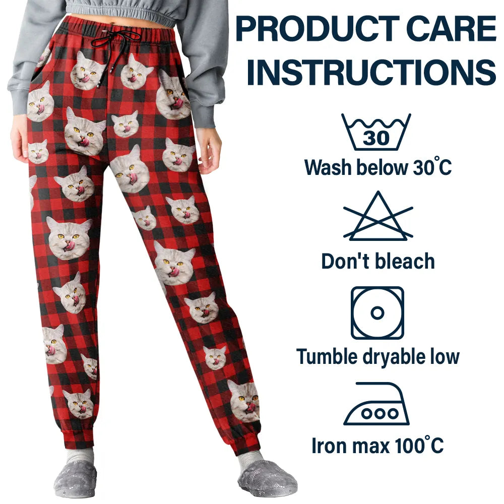 Custom Photo Funny Dog Cat Pet Human Face - Personalized Pajama Pants - Image 9