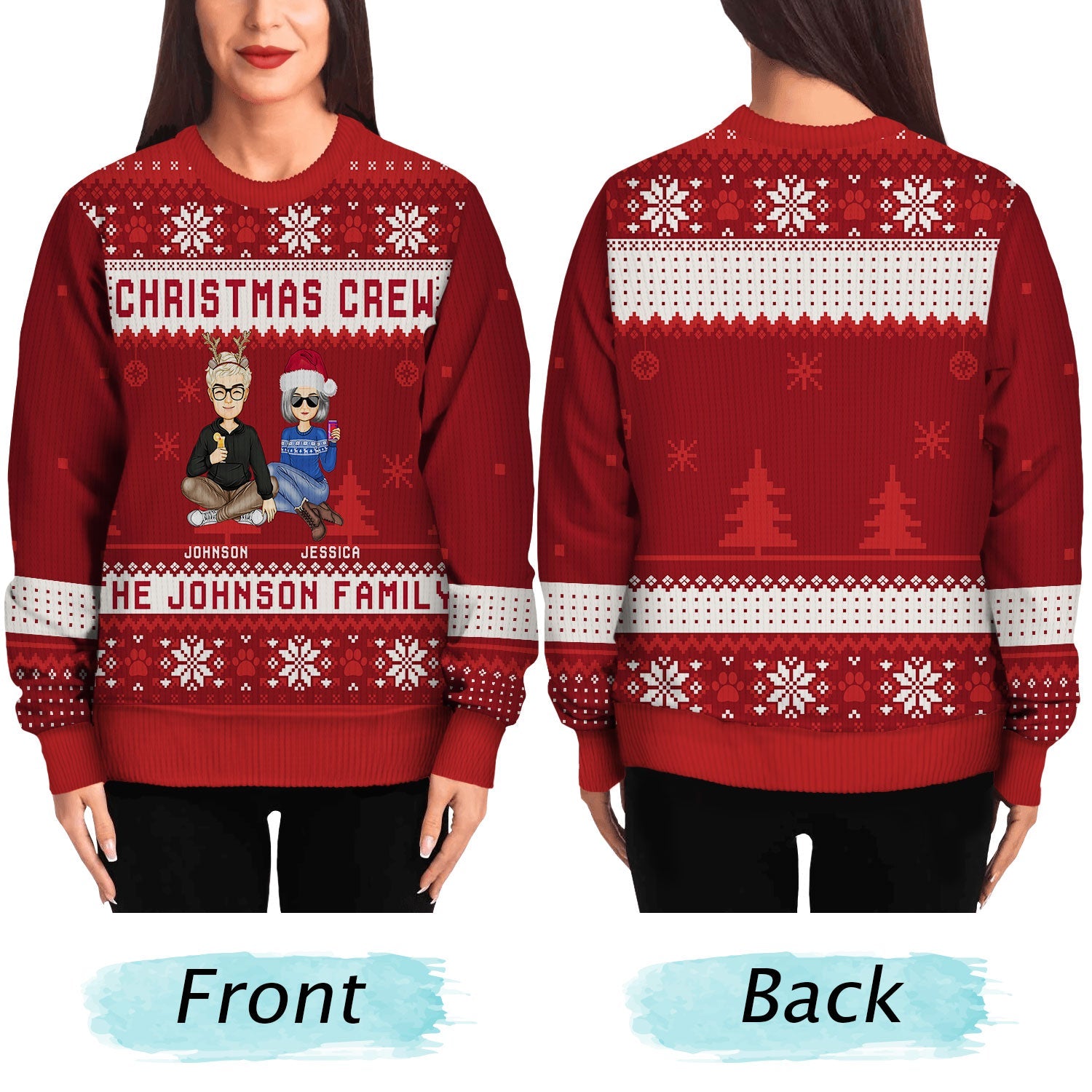 Christmas Crew - Gift For Family - Personalized Unisex Ugly Sweater - Image 5