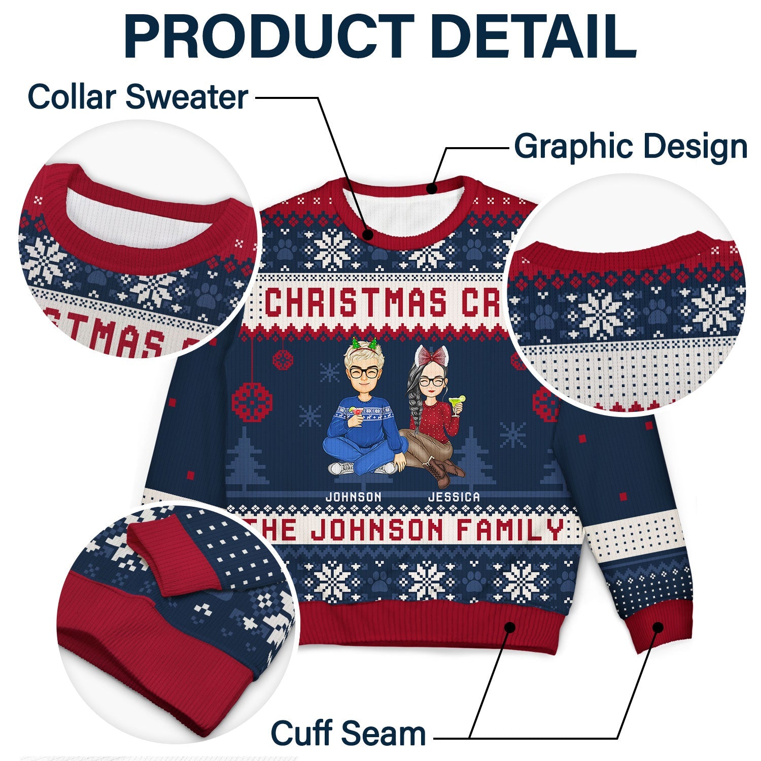 Christmas Crew - Gift For Family - Personalized Unisex Ugly Sweater - Image 6