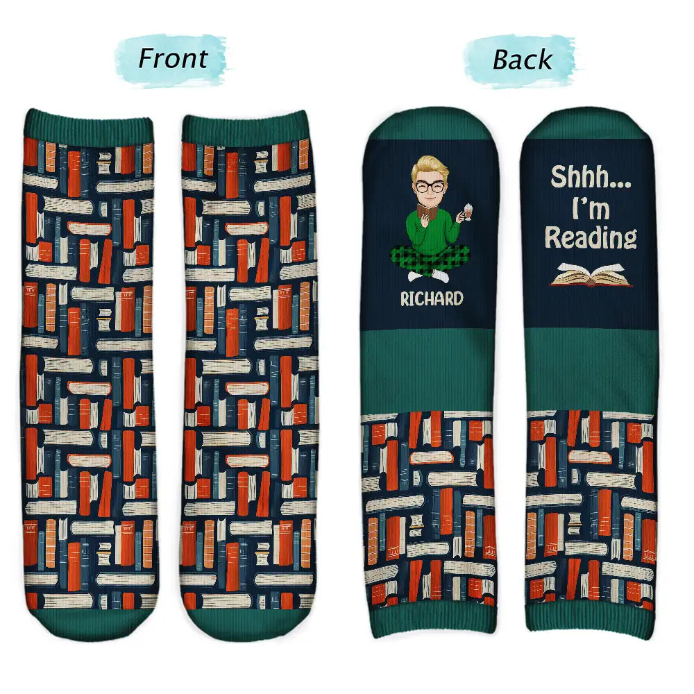 Shhh I'm Reading - Personalized Socks - Image 4