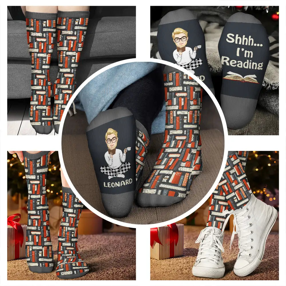 Shhh I'm Reading - Personalized Socks - Image 3