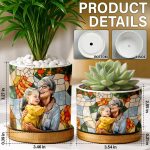 Custom Photo Stained Glass Portrait Mom Grandma Parents Family – Personalized Ceramic Plant Pot