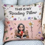 My Reading Pillow Reading Girl With Birth Month Flower – Personalized Pocket Pillow