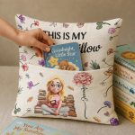 My Reading Pillow Reading Girl With Birth Month Flower – Personalized Pocket Pillow