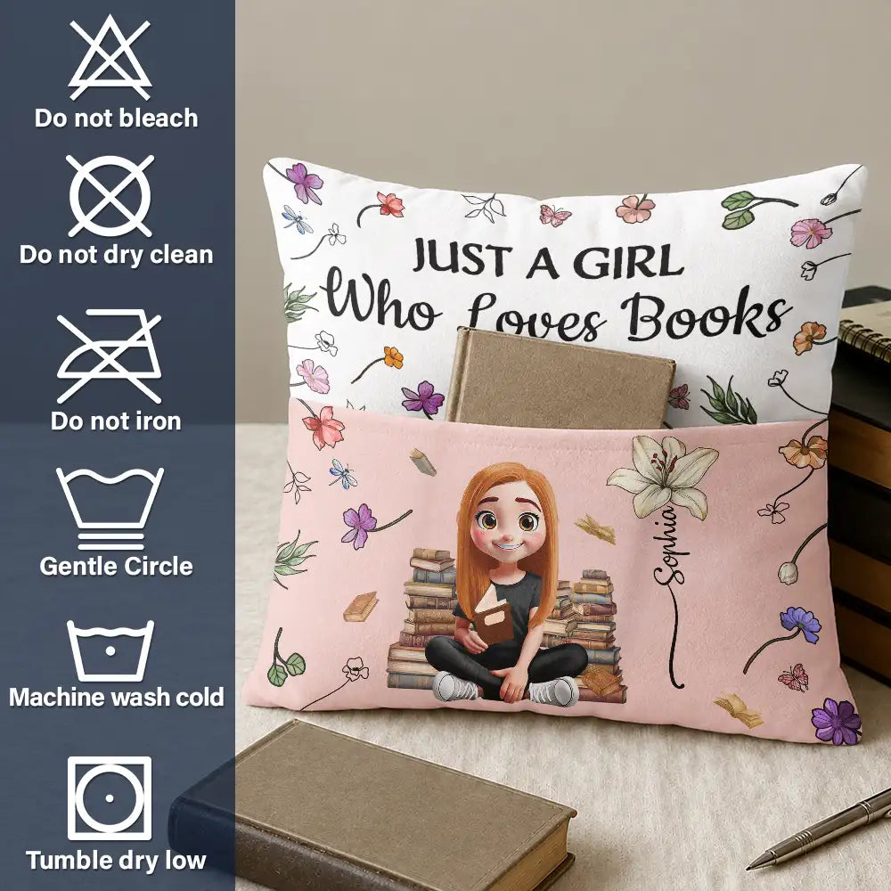 My Reading Pillow Reading Girl With Birth Month Flower - Personalized Pocket Pillow - Image 7