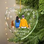 First Christmas As A Family Of Three New Parents – Personalized Heart Shaped Glass Ornament