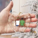 First Christmas As A Family Of Three New Parents – Personalized Heart Shaped Glass Ornament
