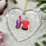 First Christmas As A Family Of Three New Parents – Personalized Heart Shaped Glass Ornament
