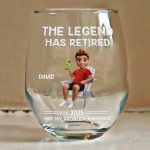 The Legend Has Retired Not My Problem Anymore Cartoon – Personalized Stemless Wine Glass