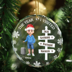 The Year We Visited Travel Ornament – Personalized Circle Glass Ornament
