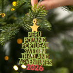 Travel Goal Destination Of The Year Color Version – Personalized Custom Shaped Wooden Ornament