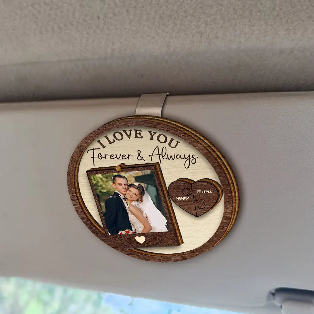 Custom Photo Drive Safe I Love You Couples - Personalized Custom Shaped Car Visor Clip - Image 2