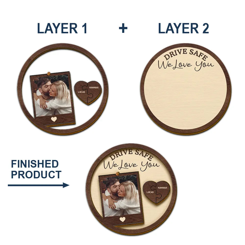 Custom Photo Drive Safe I Love You Couples - Personalized Custom Shaped Car Visor Clip - Image 6