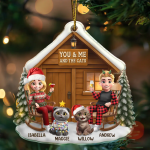 You & Me And The Cat 3D Effect Couple – Personalized Custom Shaped Acrylic Ornament
