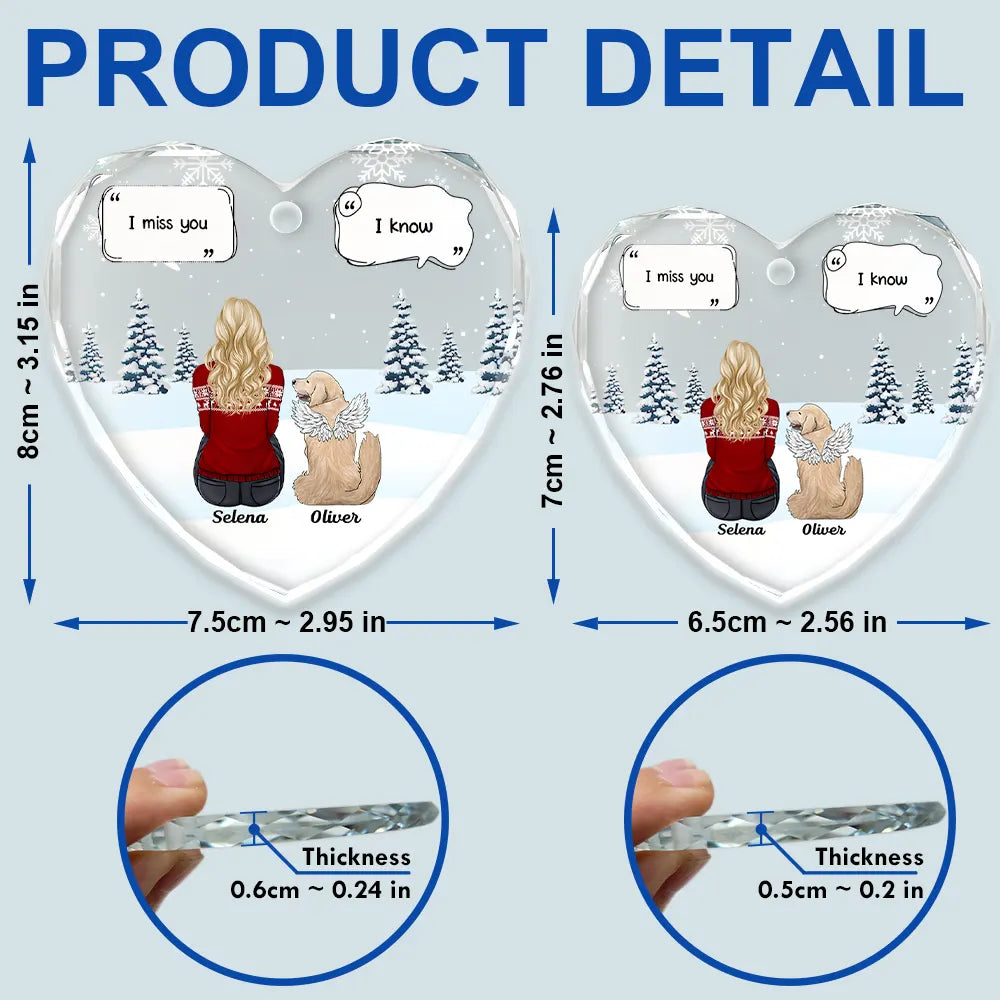 I Miss You Memorial Dog Cat - Personalized Heart Shaped Glass Ornament - Image 5