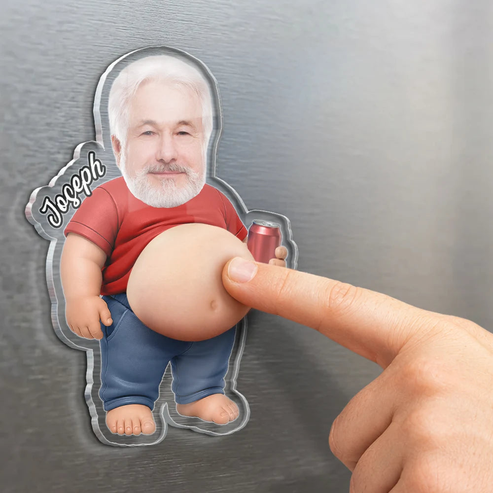Custom Photo Poke Dad Bod Belly - Personalized Squishy Acrylic Fridge Magnet - Image 5
