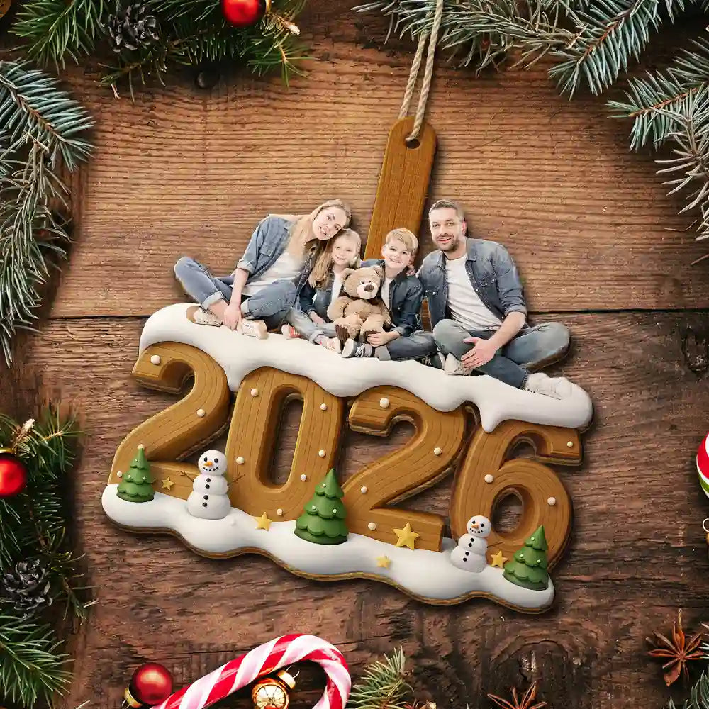Custom Photo Christmas Family - Personalized Custom Shaped Wooden Ornament - Image 5