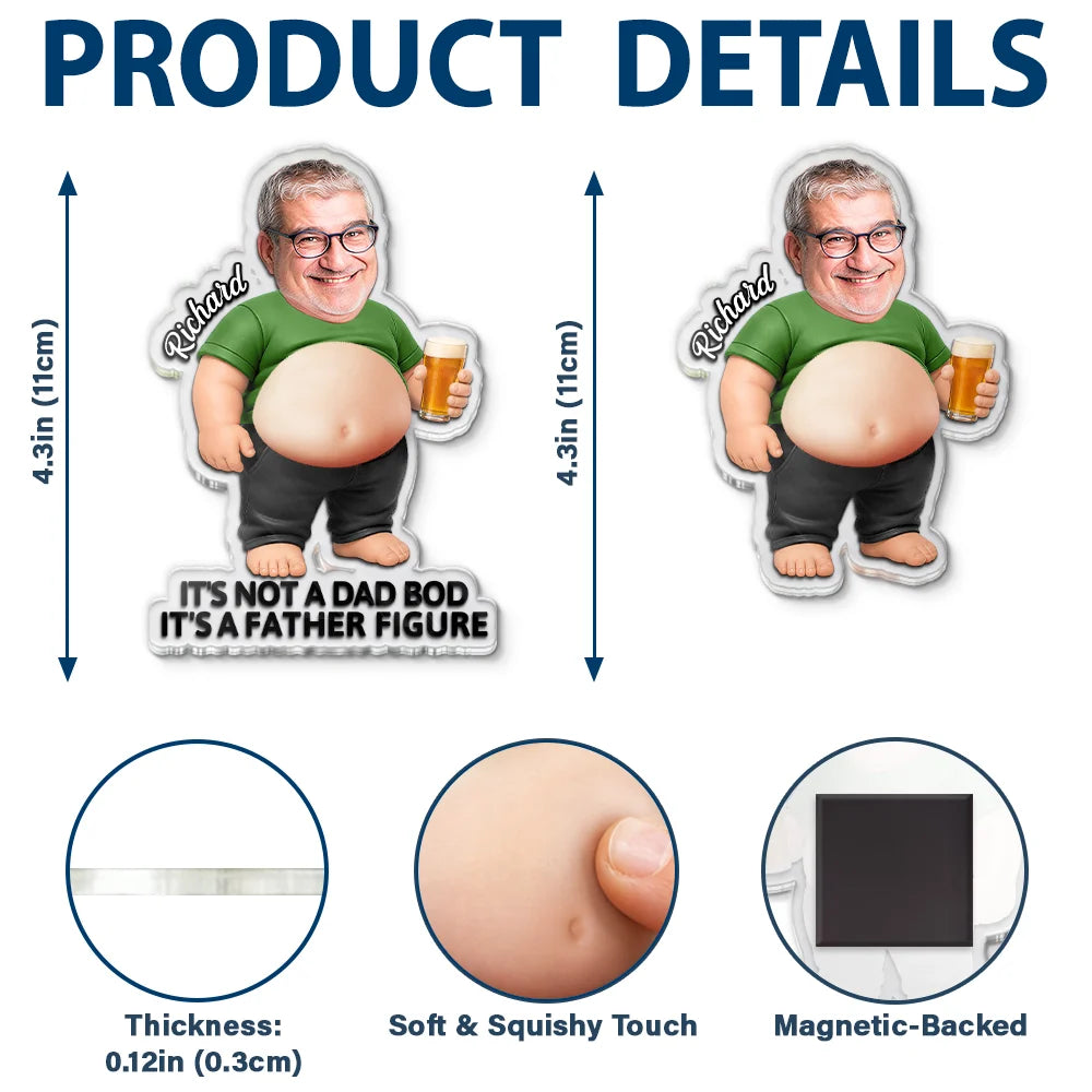 Custom Photo Poke Dad Bod Belly - Personalized Squishy Acrylic Fridge Magnet - Image 7