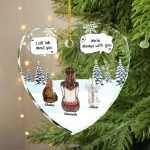 I Miss You Memorial Dog Cat – Personalized Heart Shaped Glass Ornament