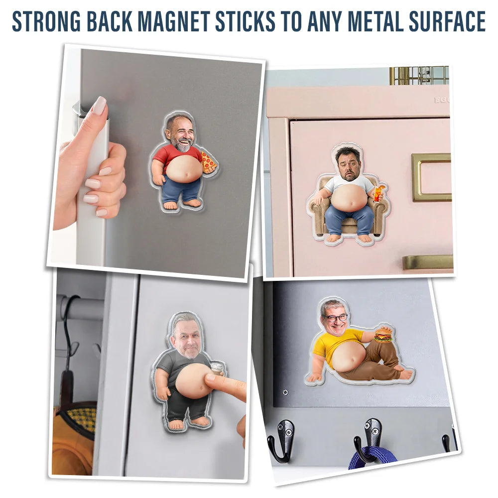 Custom Photo Poke Dad Bod Belly - Personalized Squishy Acrylic Fridge Magnet - Image 8