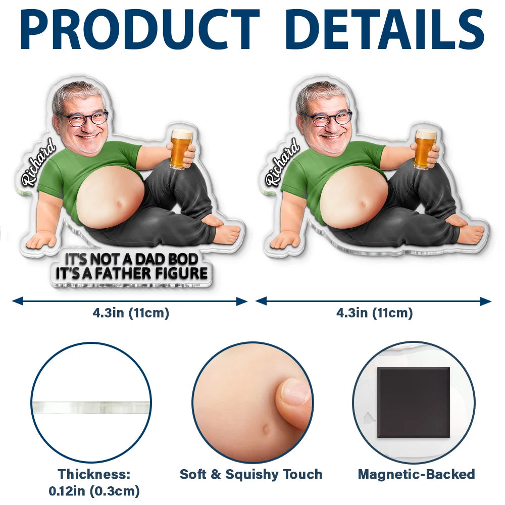 Custom Photo Poke Dad Bod Belly - Personalized Squishy Acrylic Fridge Magnet - Image 6