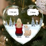 I Miss You Memorial Dog Cat – Personalized Heart Shaped Glass Ornament