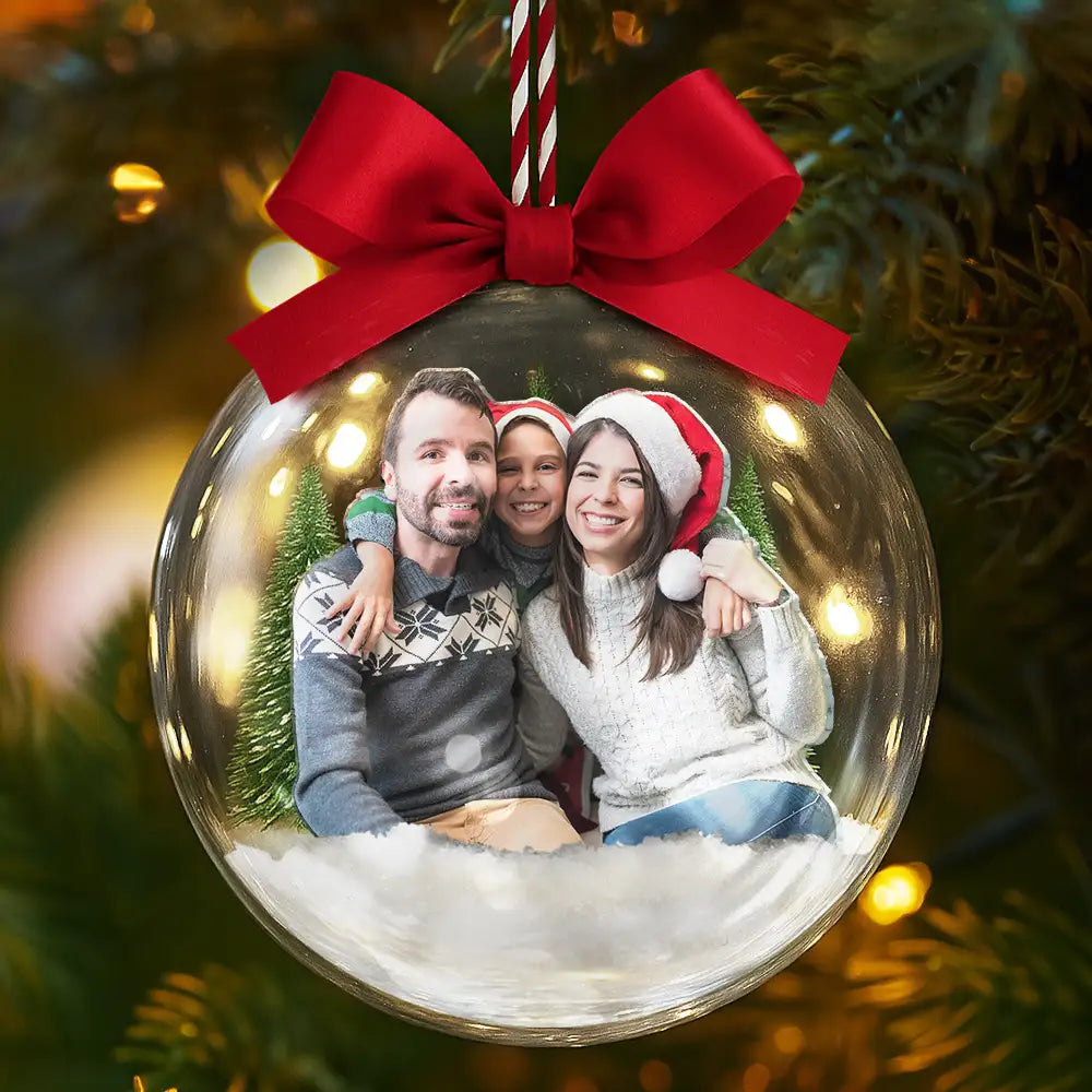 Custom Photo Family Is The Greatest Gift - Personalized 3D Acrylic Ball Ornament - Image 4