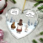 I Miss You Memorial Dog Cat – Personalized Heart Shaped Glass Ornament