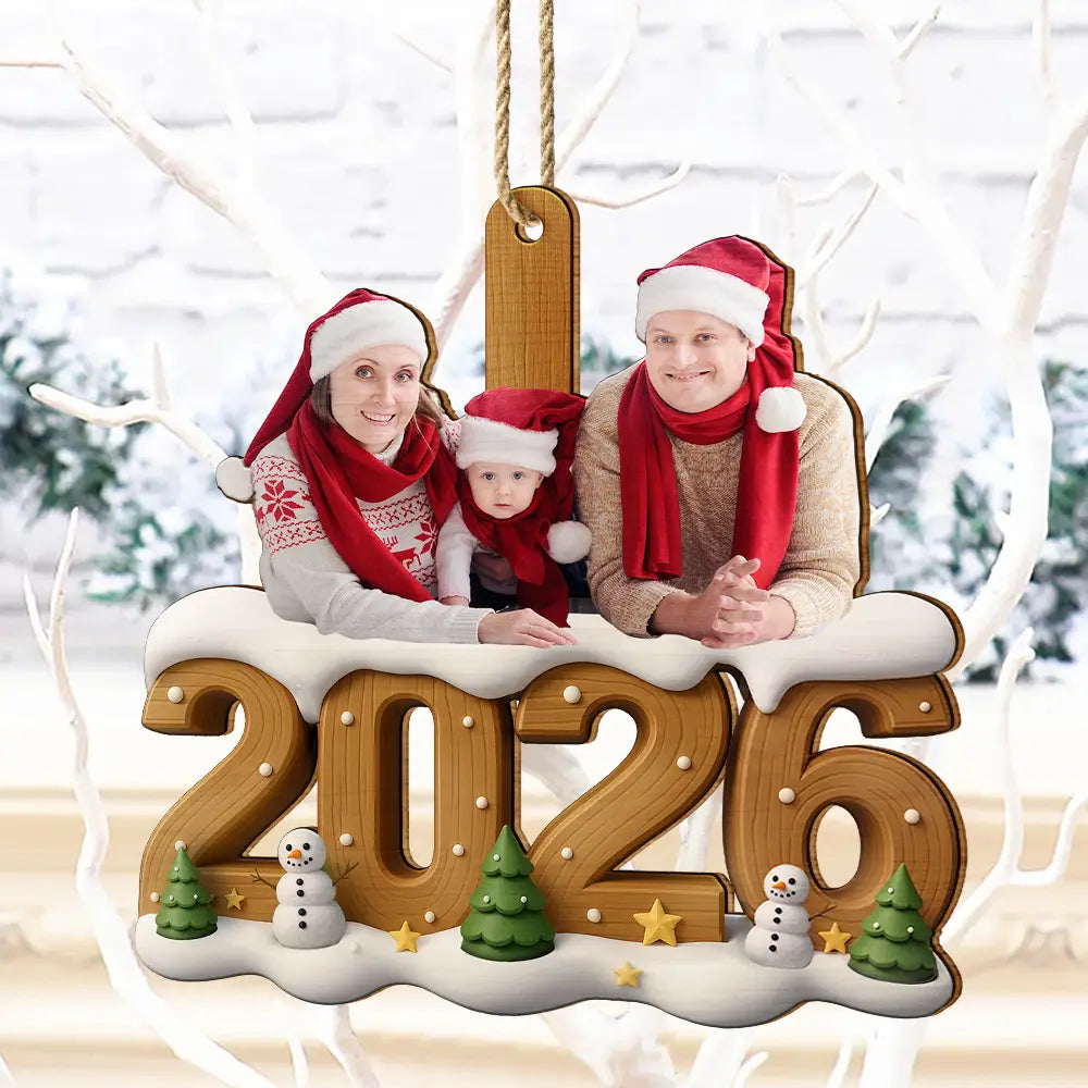 Custom Photo Christmas Family - Personalized Custom Shaped Wooden Ornament - Image 4