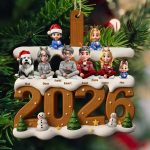 3D Effect Christmas Family And Dog Cat – Personalized Custom Shaped Wooden Ornament