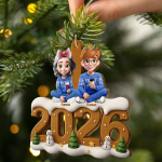 3D Effect Christmas Family And Dog Cat – Personalized Custom Shaped Wooden Ornament